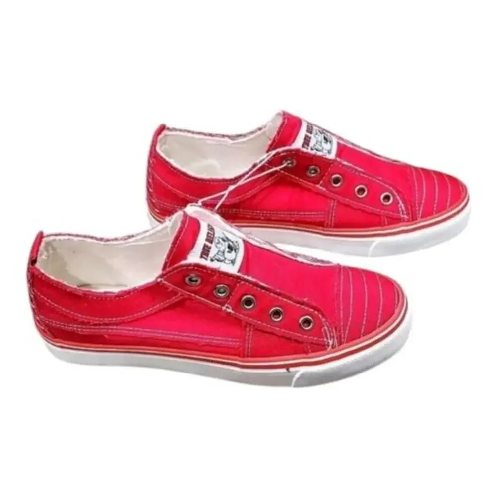 True Religion‎ Korey Hot Pink Canvas Slip On Sneakers Shoes Women's Size 7